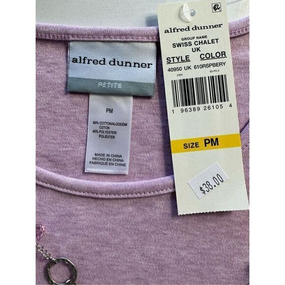 Alfred Dunner Women’s Petite Medium Swiss Chalet Embroidered Flutter Sleeve Top - Picture 7 of 10